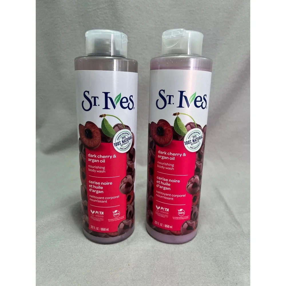 St. Ives Body Wash Dark Cherry Argan Oil Nourishing Skincare‎ 22oz Set of 2